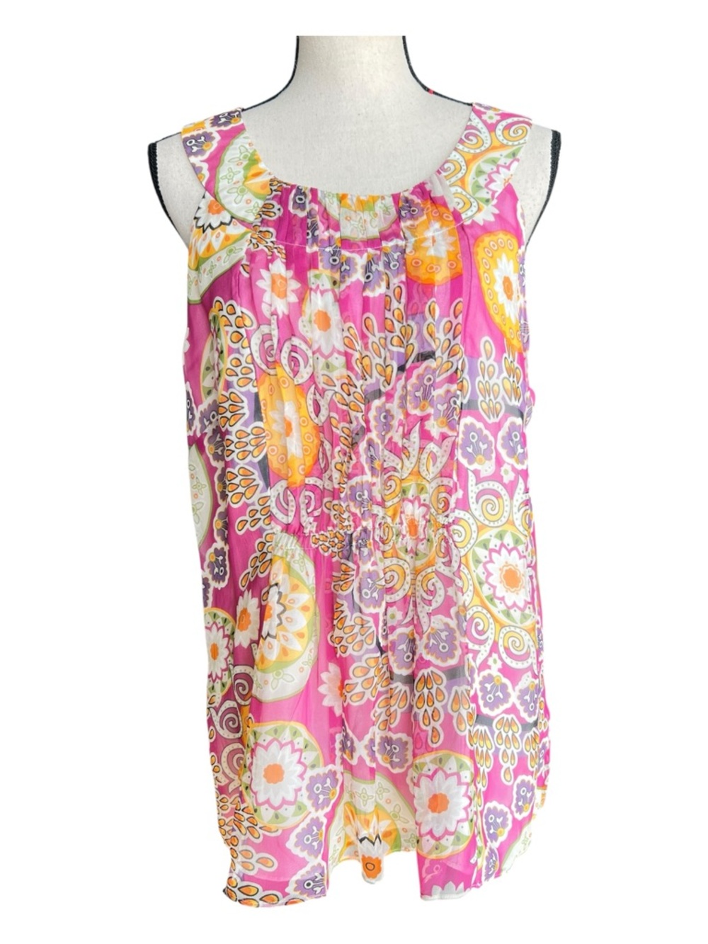 Soft Surroundings Pink Paisley & Floral Sleeveless Camisole Size XL